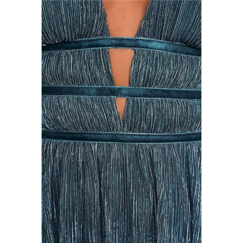 Lulus Smokeshow Teal Metallic Mini Dress‎ Size XS - Picture 5 of 12